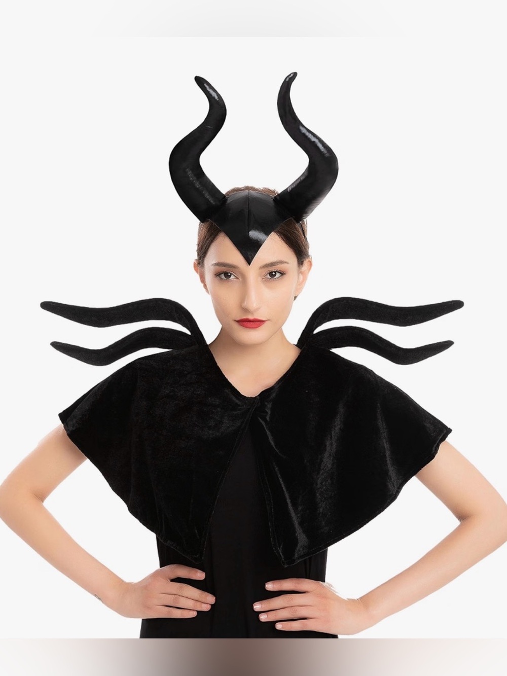 Black Maleficent Horns and Cape woman’s Costume Accessory
